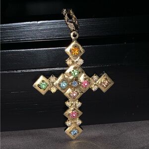Antique Cross with Rhinestones 
Avon chain
